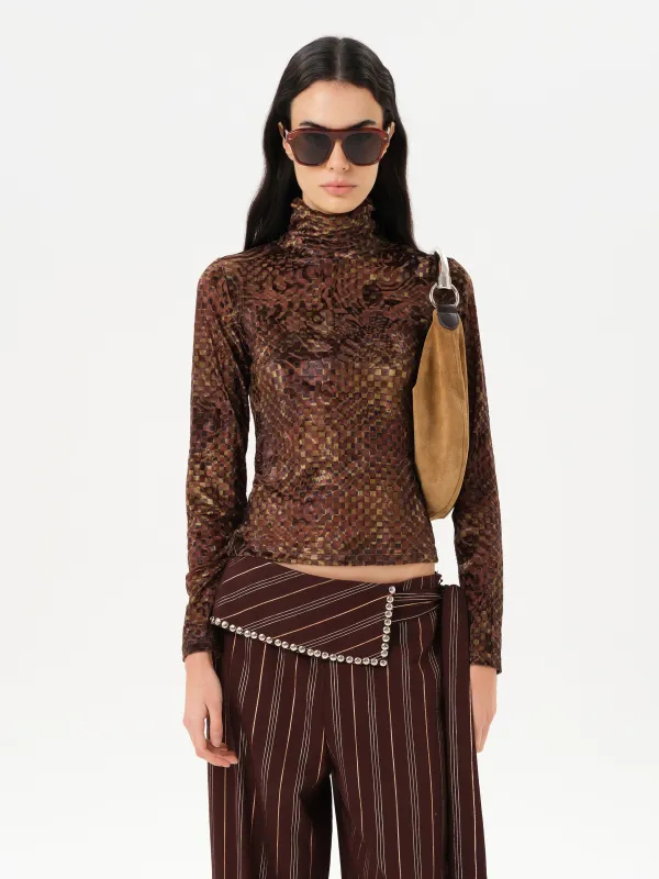 CODY - Printed long sleeve velvet top sold by Siedres