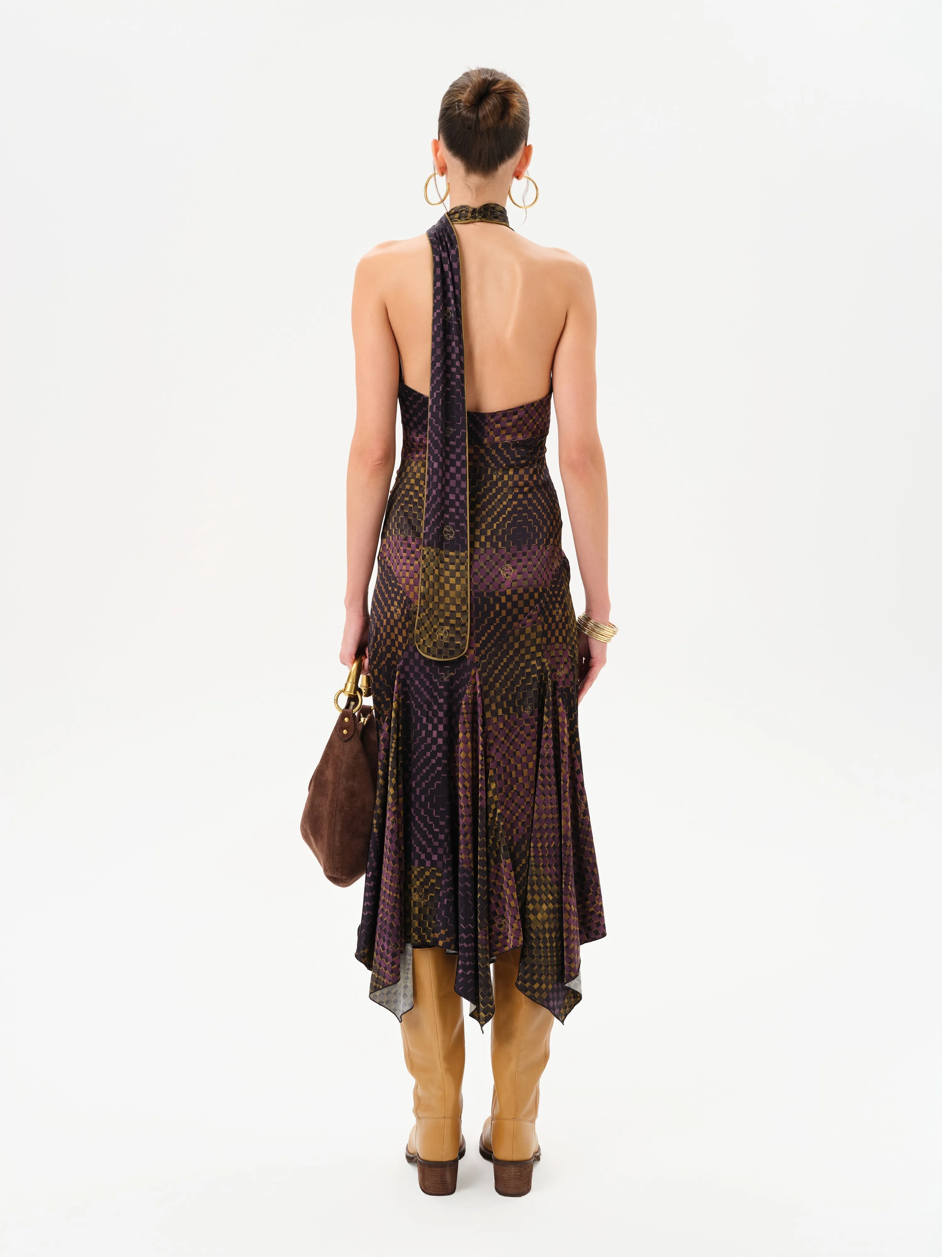 RAYE - Printed halter neck midi satin dress sold by Siedres product image thumbnail 4