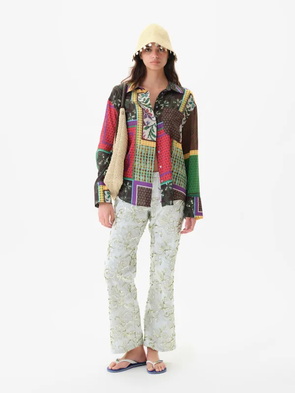 CERA - Floral sequin-embroidered straight-leg pants made by Siedres