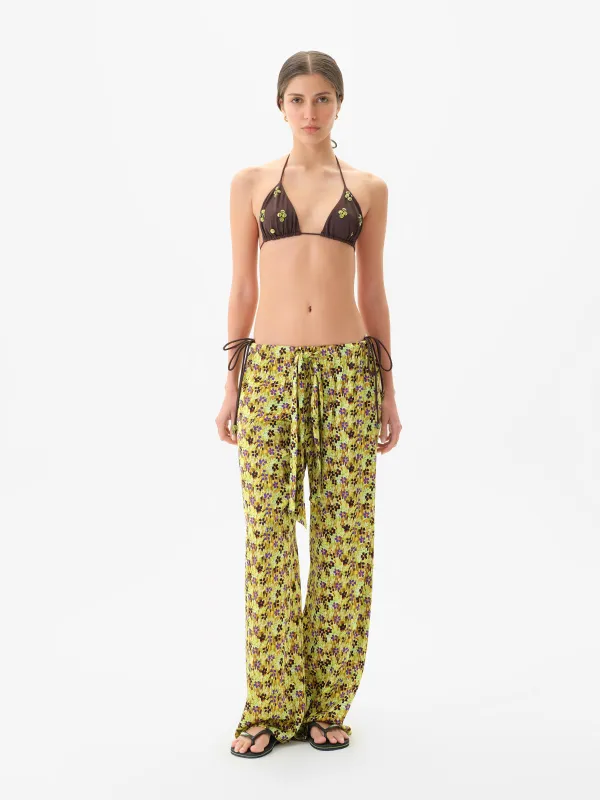 MANOCE - Front tie satin wide-leg pants sold by Siedres