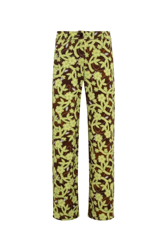 ROUX - Floral printed straight-leg low-rise pants made by Siedres