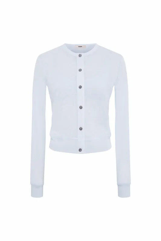 POLI - Crewneck button-up cardigan with matching bralette made by Siedres