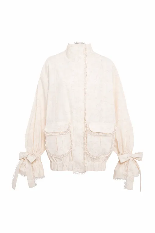 POLCA - Textured jacket with bow detailed cuffs made by Siedres