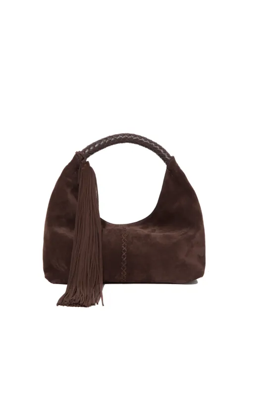 MINI GALIA - Mini tote bag with woven handle and removable tassel charm sold by Siedres