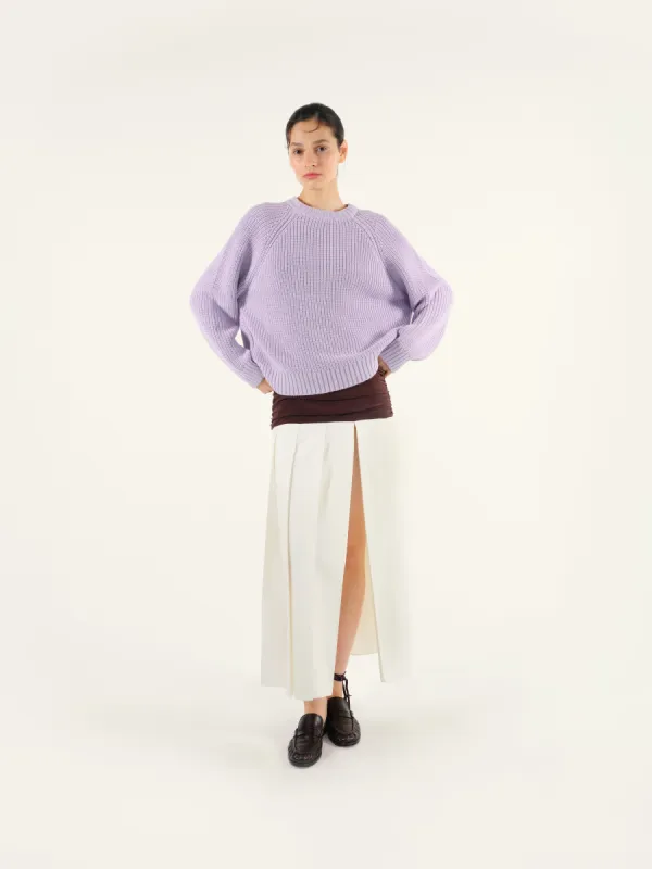 DUZY - Crew neck cotton knit sweater with logo detail sold by Siedres