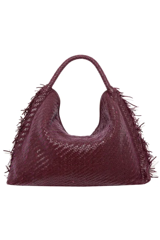GALIA - Oversized woven leather tote bag with handle sold by Siedres