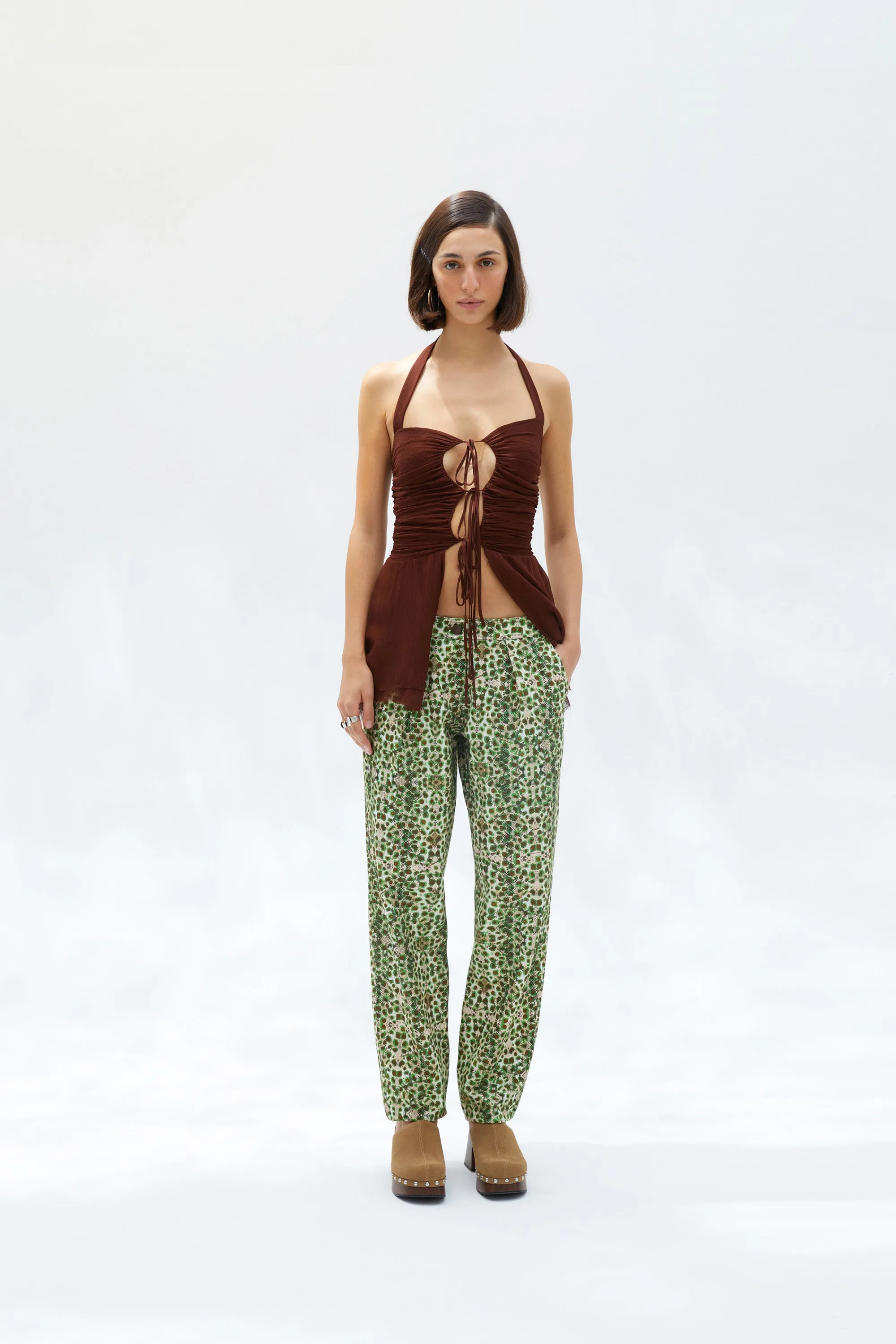 PLEA - Low-rise wide-leg printed pants sold by Siedres