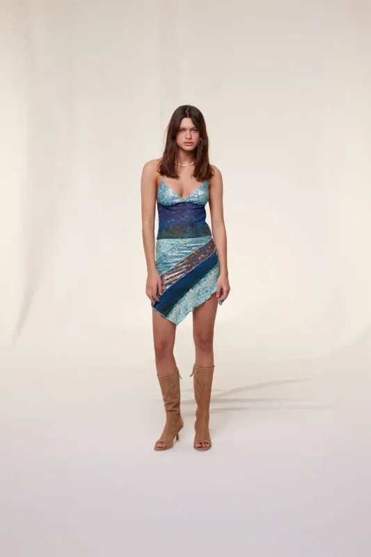 NERA - Asymmetric patchwork mini dress sold by Siedres