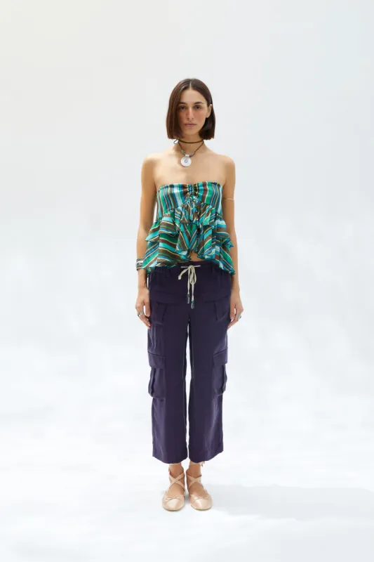 ZENA - Charm detailed ruffled strapless top sold by Siedres