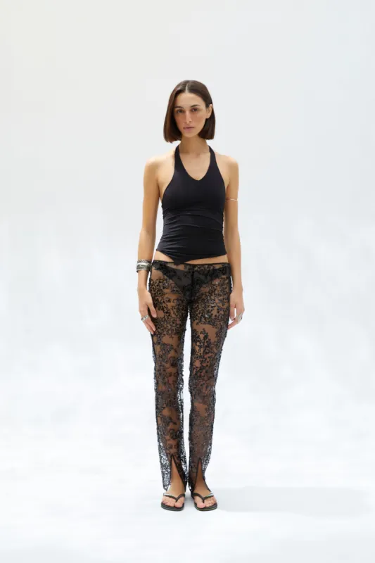 PALS - Sheer sequined pants with front-slit sold by Siedres