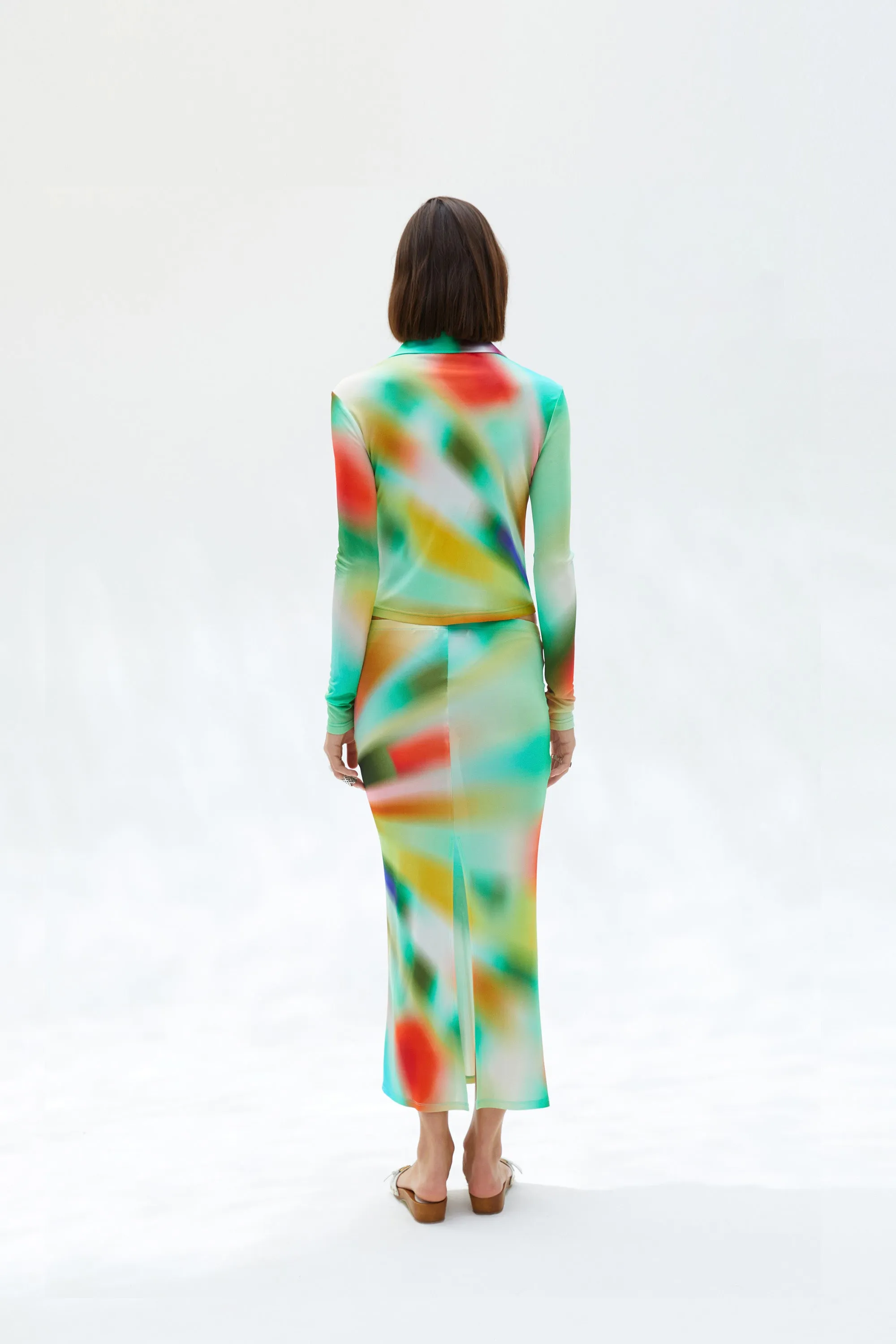 TINA - Sun-ray printed fitted jersey shirt sold by Siedres product image thumbnail 3