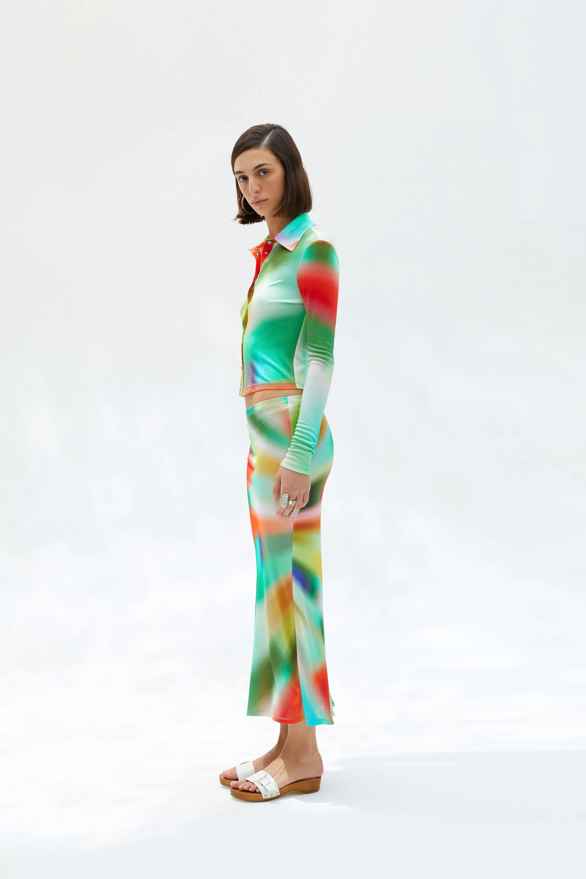 TINA - Sun-ray printed fitted jersey shirt sold by Siedres product image thumbnail 2