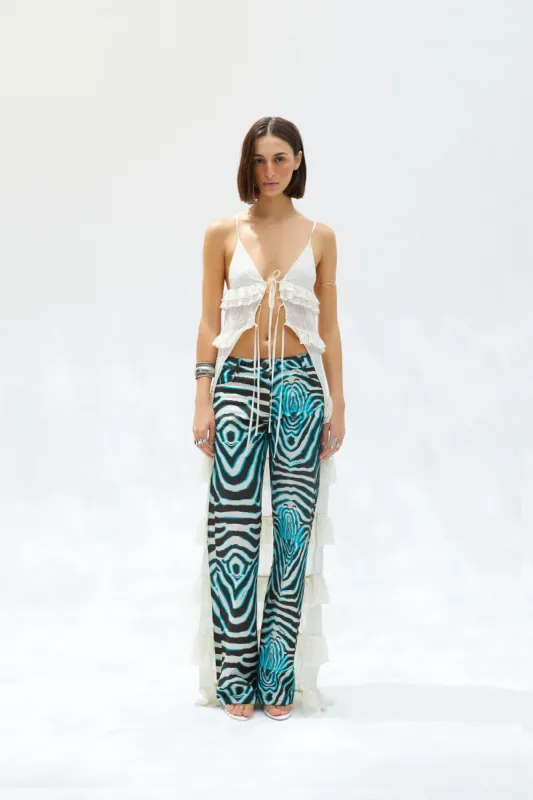 LISETTE - Ruffled lace-trim maxi length top sold by Siedres