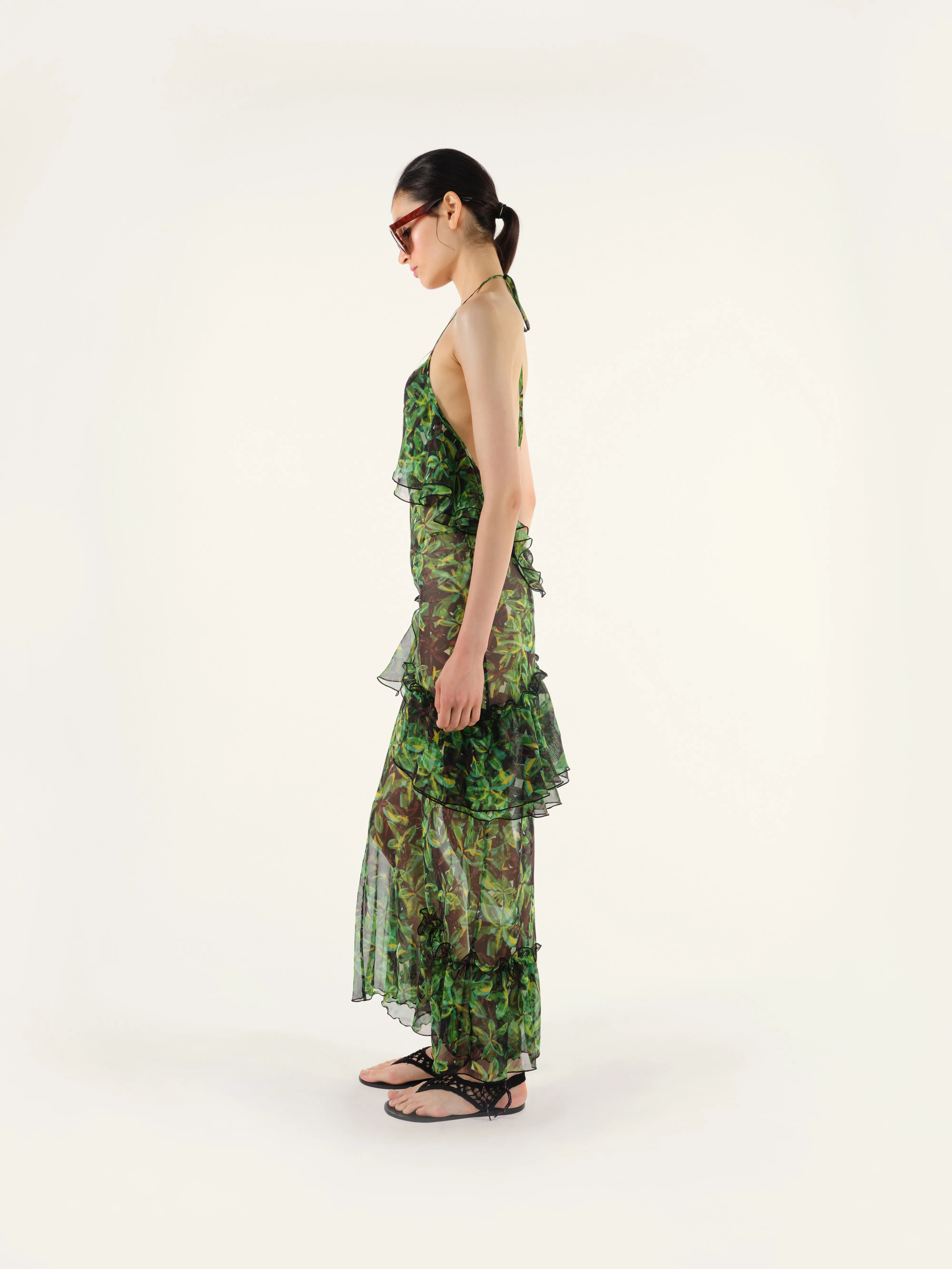 LIENI - Ruffle detailed halter neck maxi dress with open back sold by Siedres product image thumbnail 2