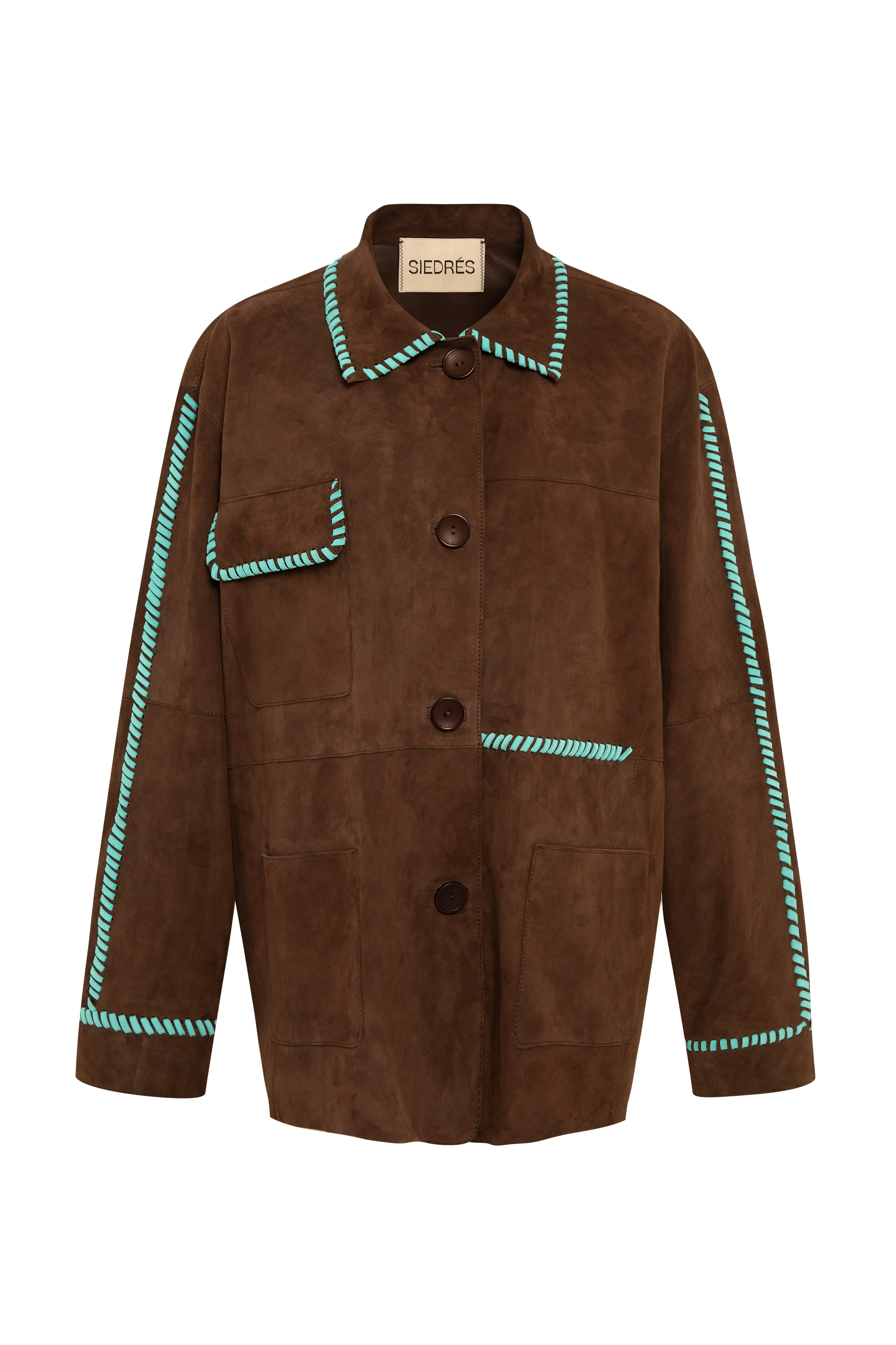 ROLIN - Contrast-stitch detailed suede jacket sold by Siedres product image thumbnail 4