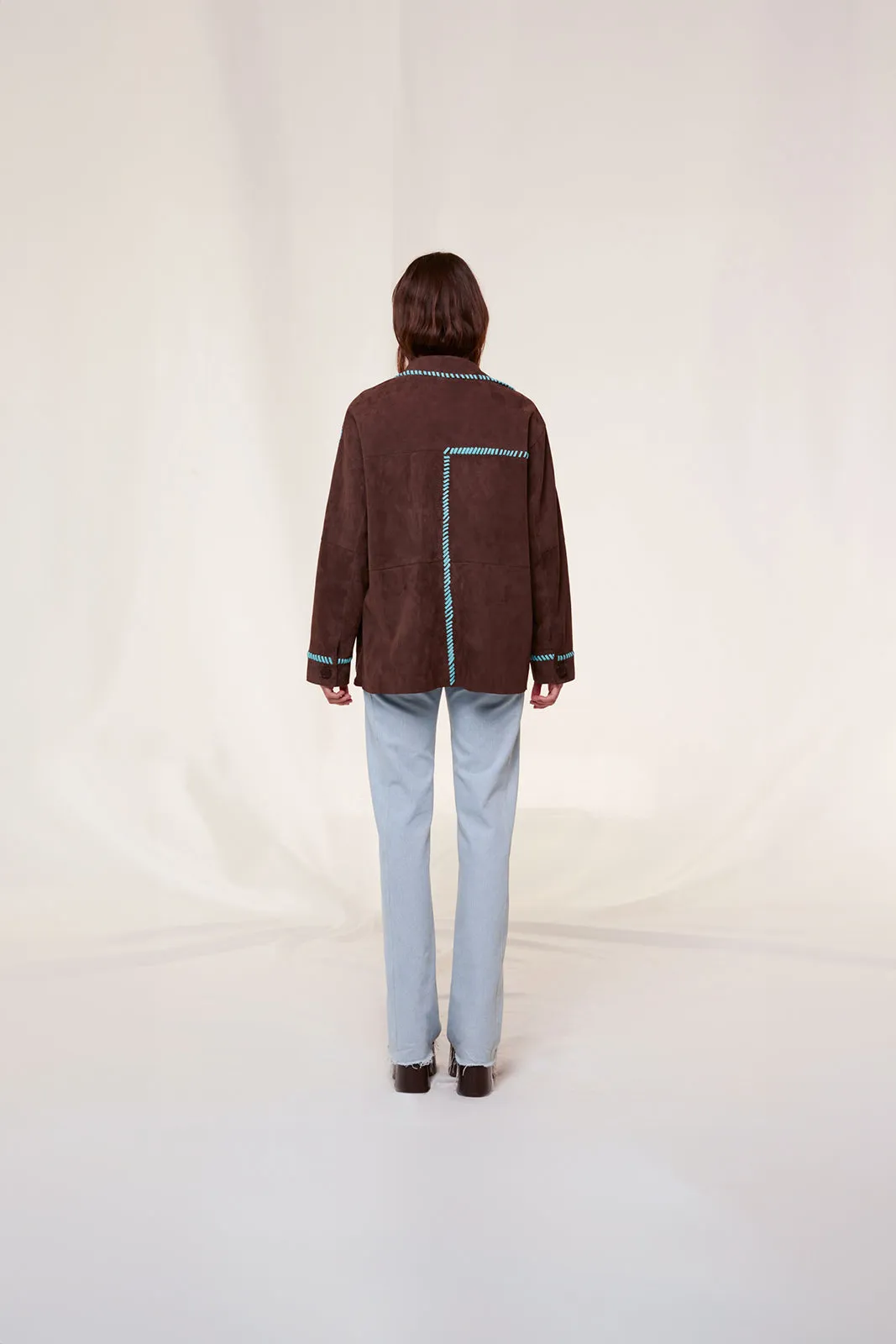 ROLIN - Contrast-stitch detailed suede jacket sold by Siedres product image thumbnail 3