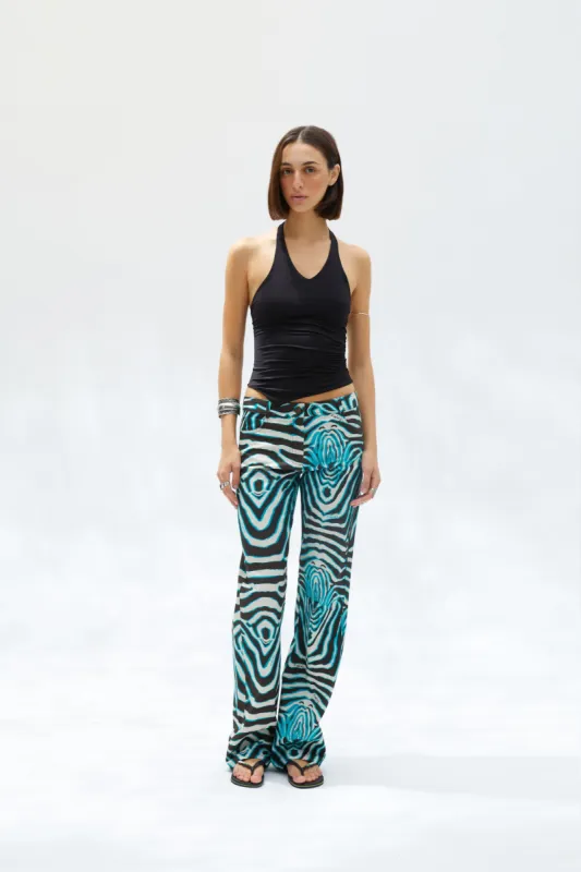 ESSIE - Low-rise wide-leg zebra printed pants sold by Siedres