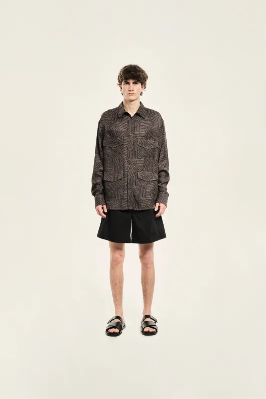 MELVIN - Loose-fit knee-length pleated shorts sold by Siedres