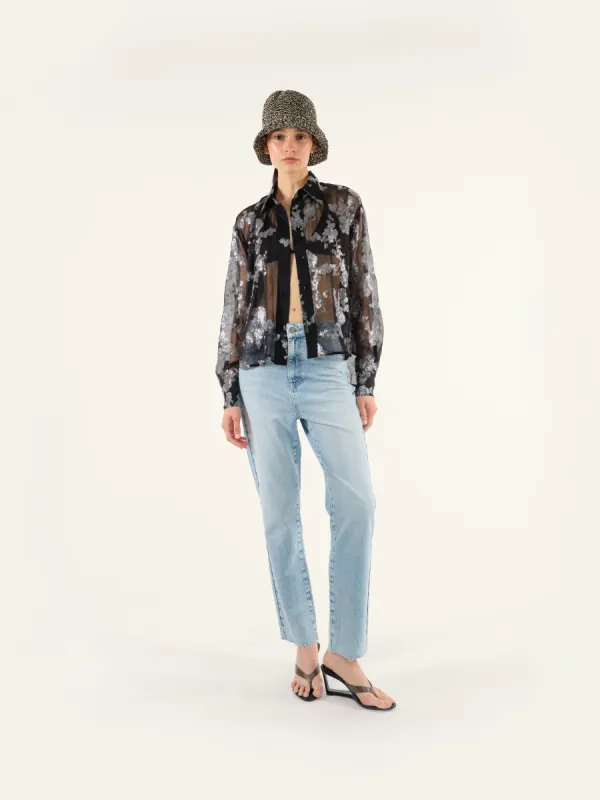 GENNI - Sequin detailed sheer button-down shirt sold by Siedres