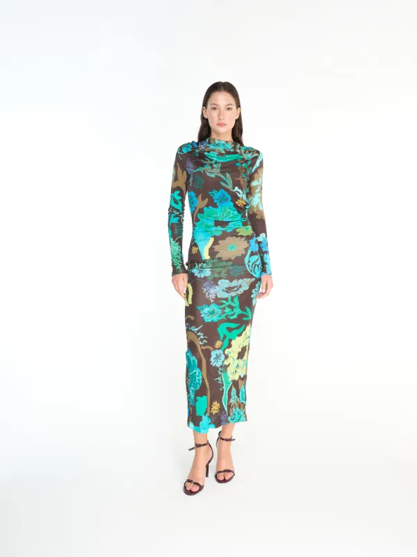 AGNE - Open back jersey printed dress sold by Siedres