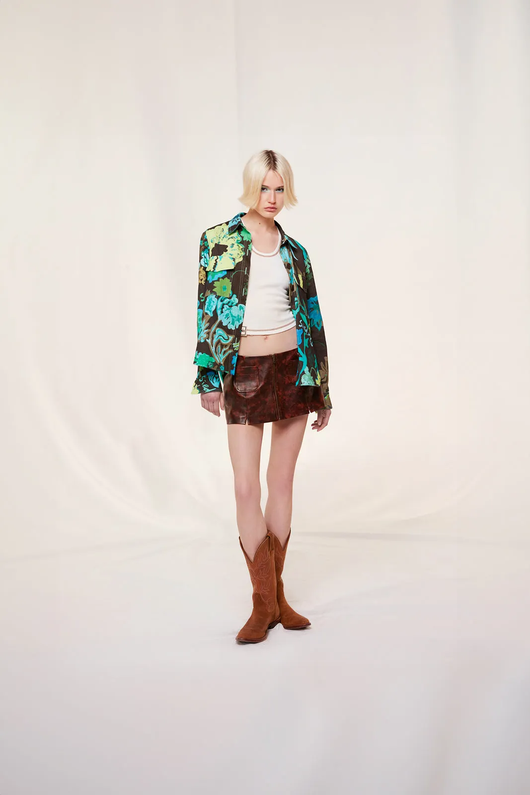 MICLA - Floral printed linen-blend overshirt sold by Siedres