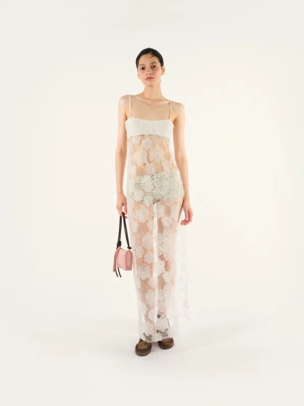 CORL - Sheer tulle maxi dress with side slit sold by Siedres