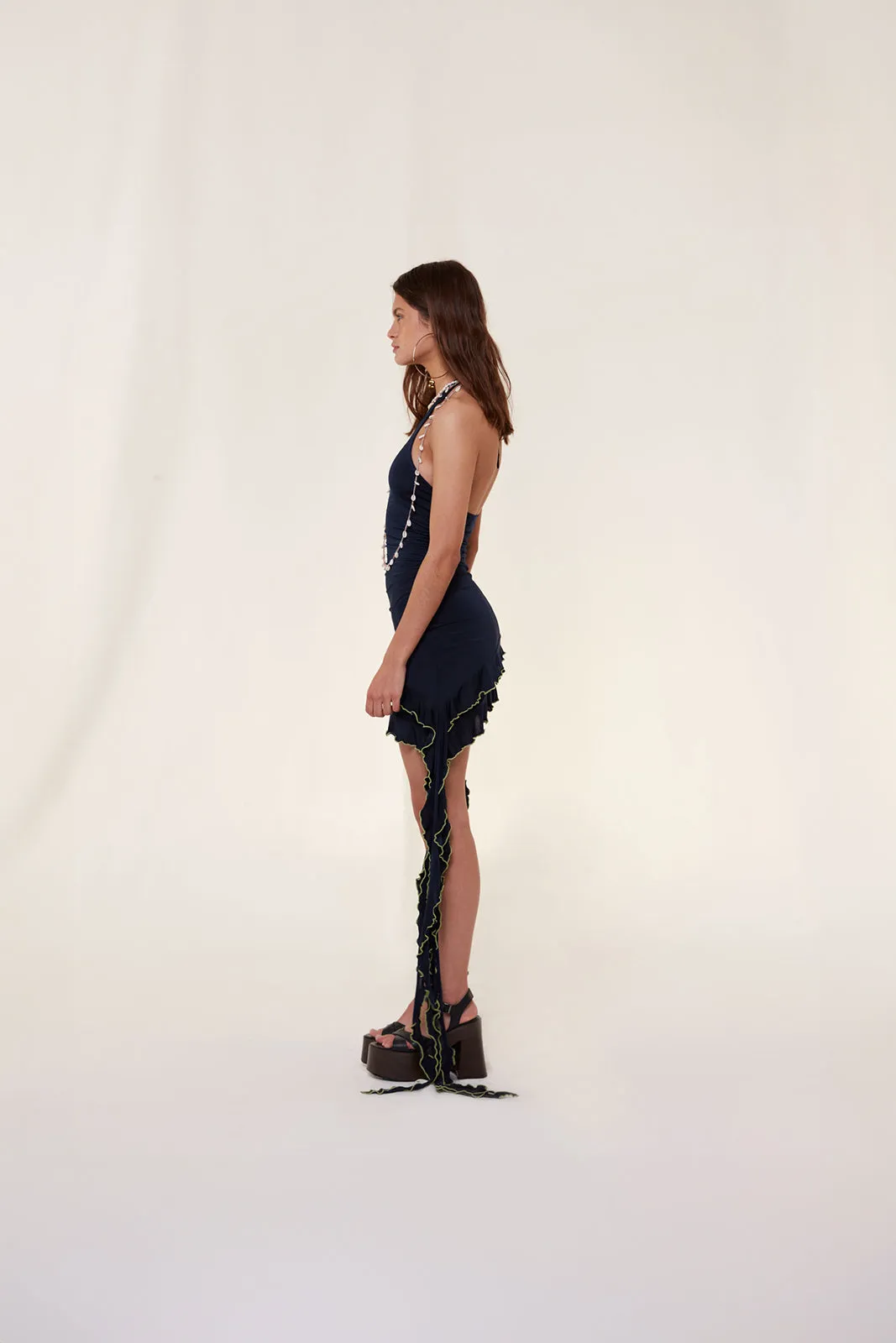 LEXA - Ruffle detailed draped mini jersey dress sold by Siedres product image thumbnail 2