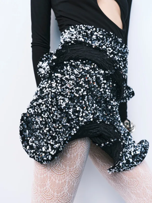 Sequin Wave Mini Skirt made by Sid Neigum