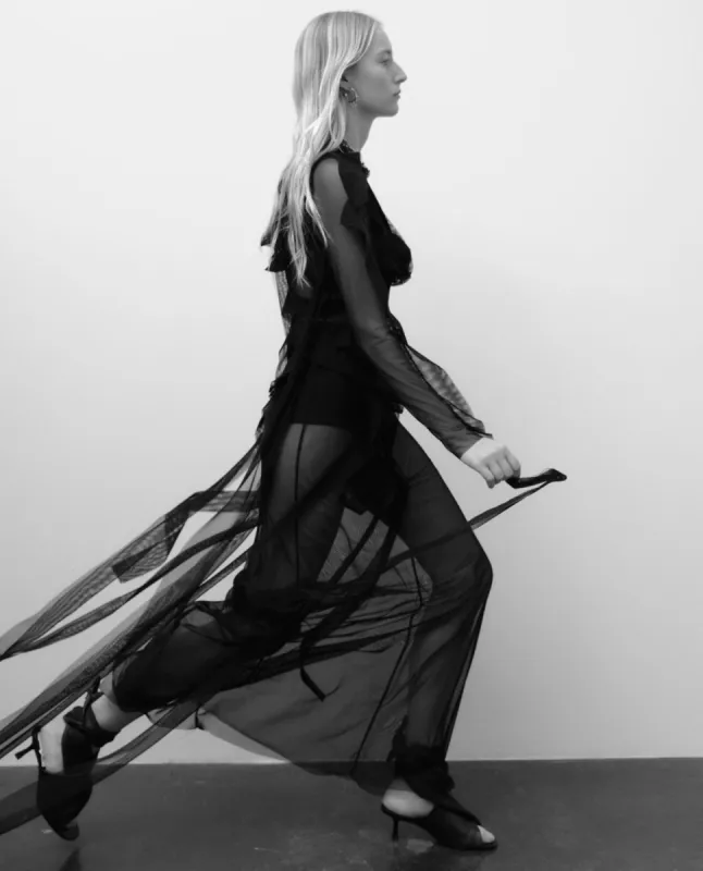 Strip Embroidered Sheer Dress sold by Sid Neigum
