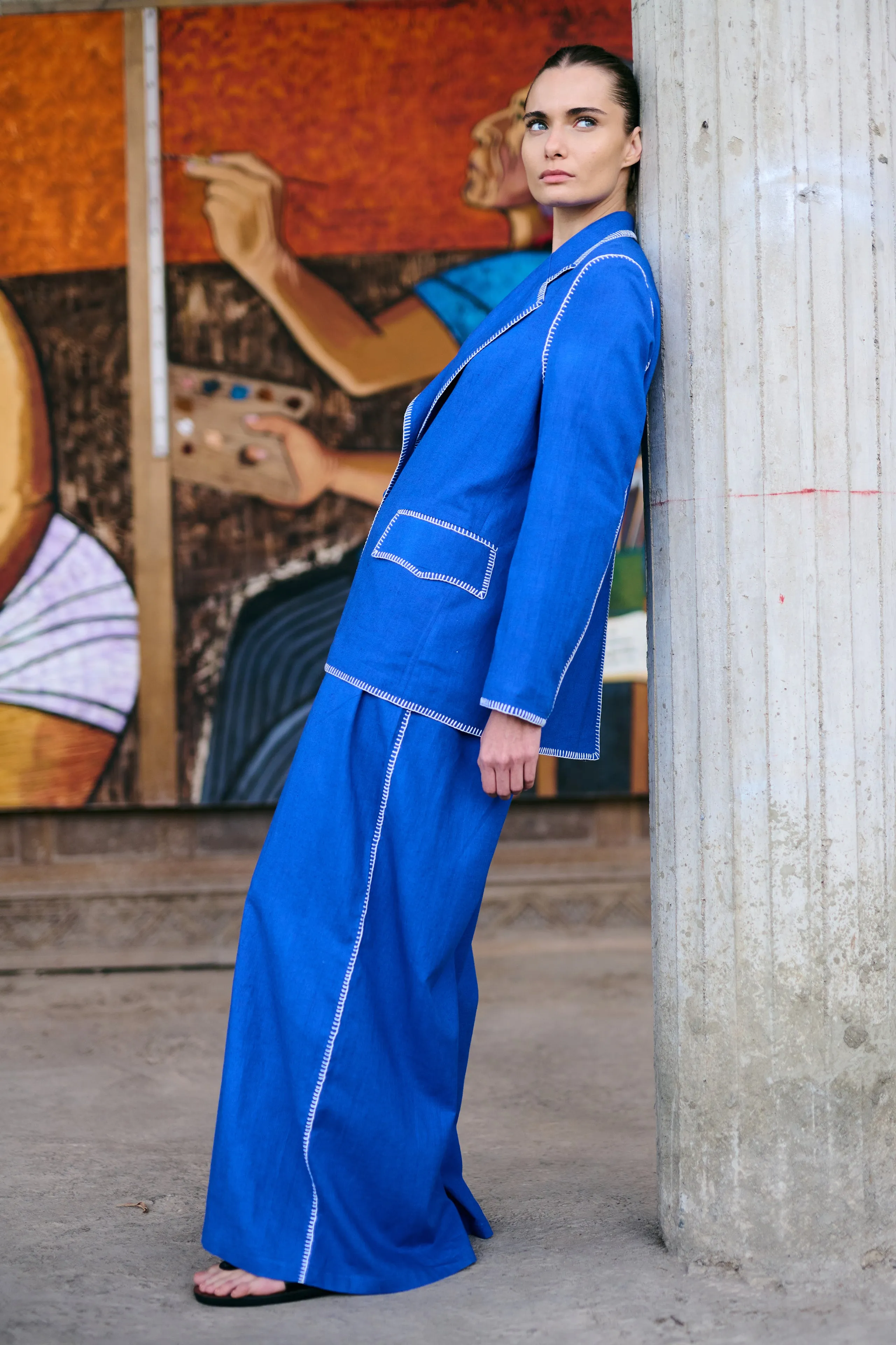 AMALIA PANTS | ELECTRIC BLUE/ IVORY sold by ESCVDO product image thumbnail 3