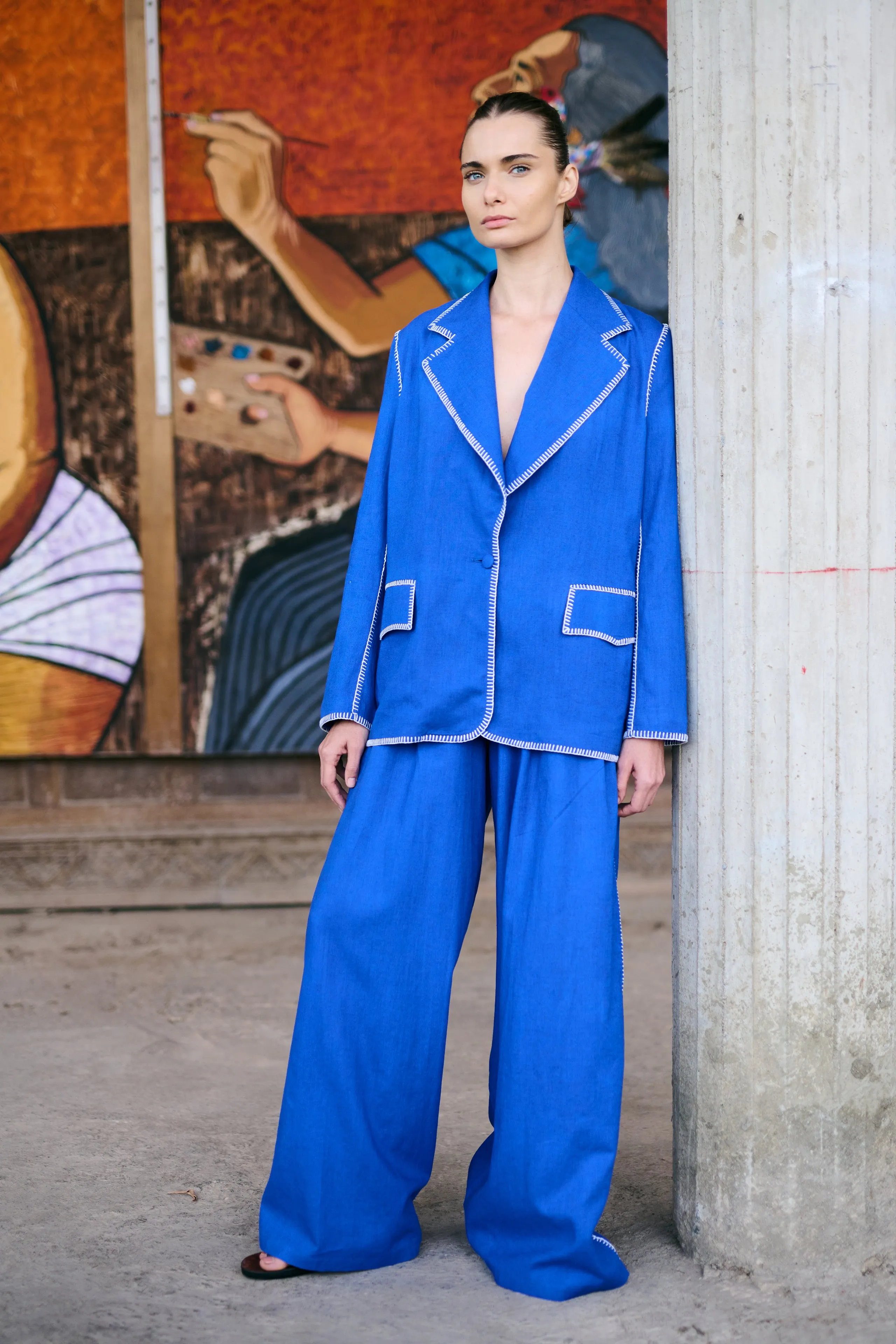 AMALIA PANTS | ELECTRIC BLUE/ IVORY sold by ESCVDO