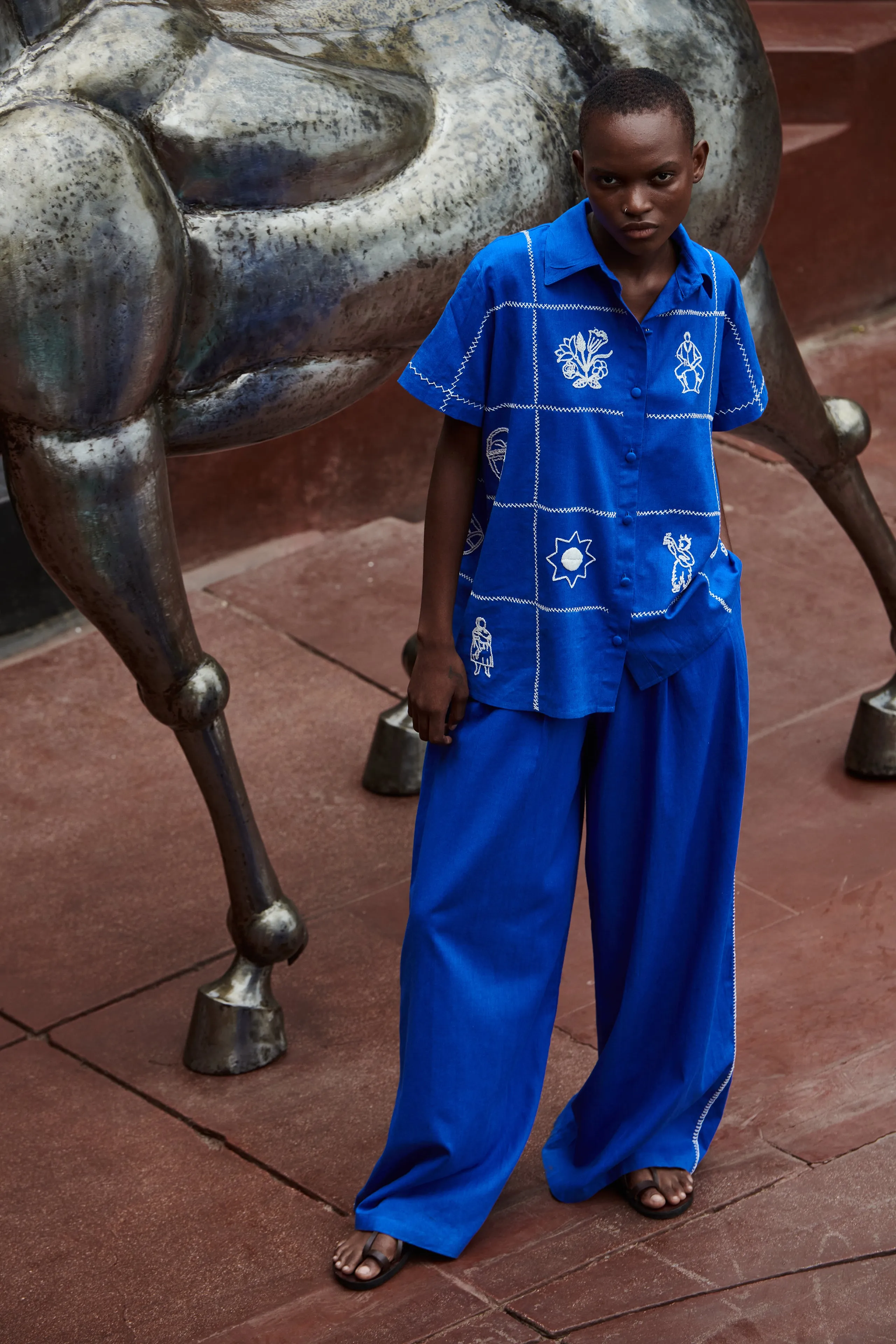 AMALIA PANTS | ELECTRIC BLUE/ IVORY sold by ESCVDO product image thumbnail 4