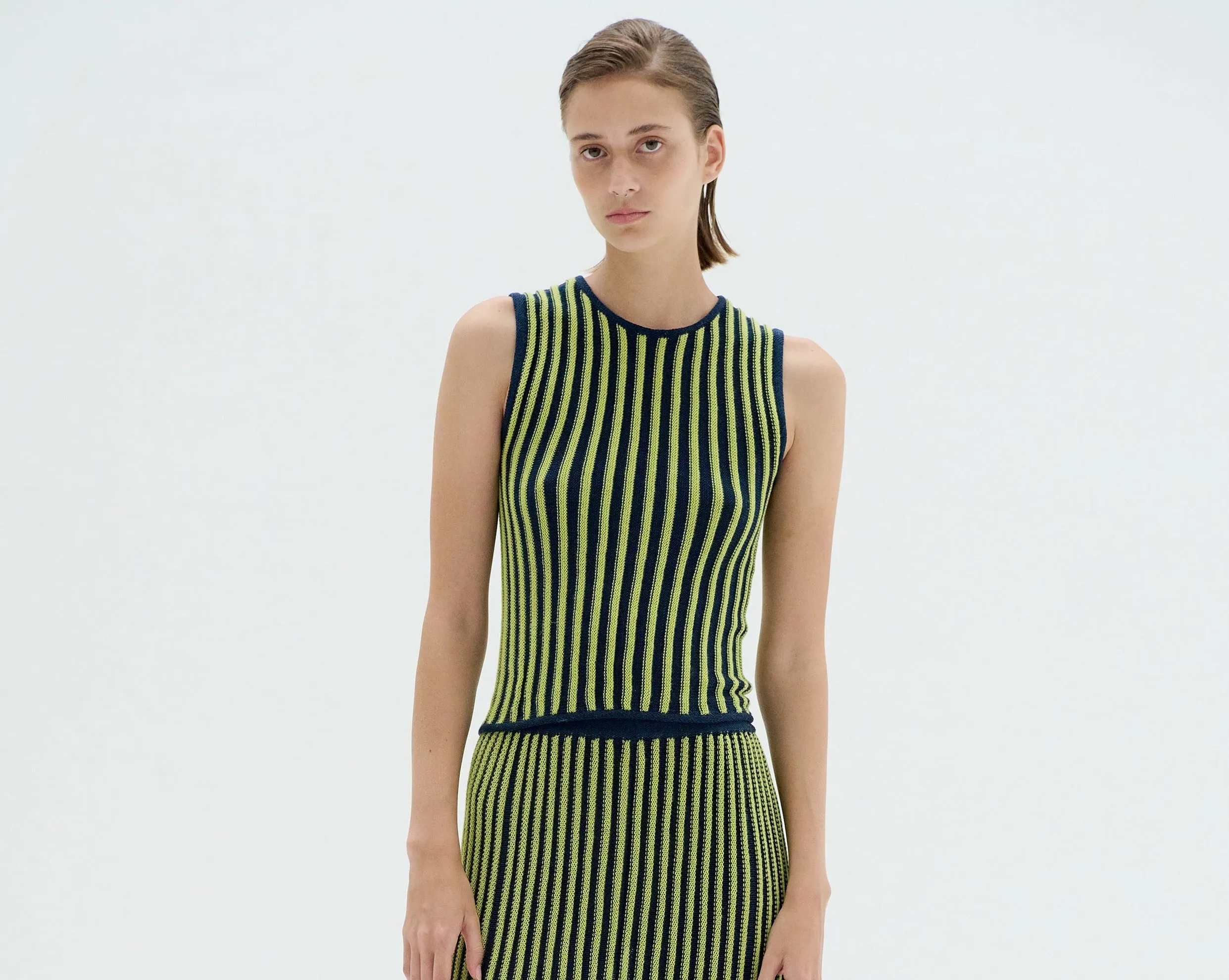 MARINA HALTER TOP | NAVY / LIME GREEN sold by ESCVDO