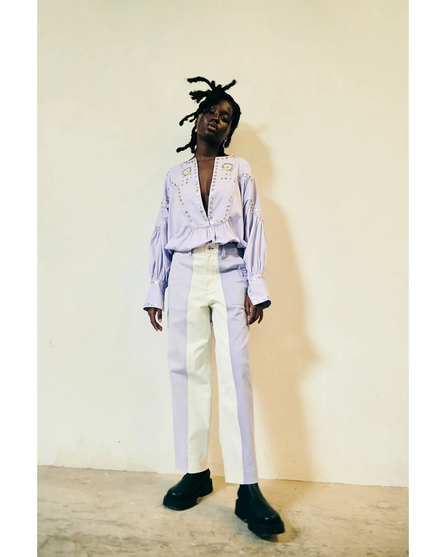 RETABLO PANTS | IVORY / LILAC sold by ESCVDO