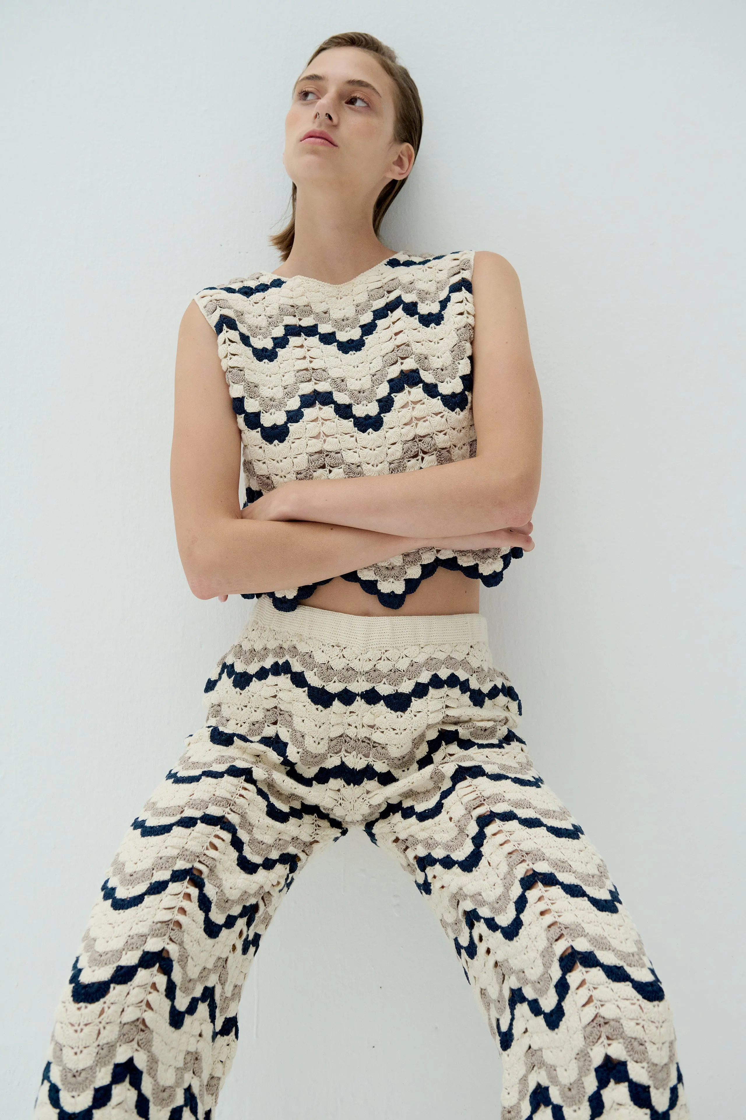 SAFI PANTS | IVORY / NAVY sold by ESCVDO product image thumbnail 2