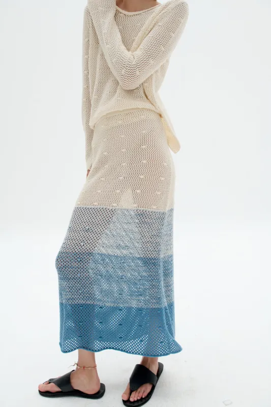 LITORAL SKIRT | IVORY / SKY BLUE sold by ESCVDO