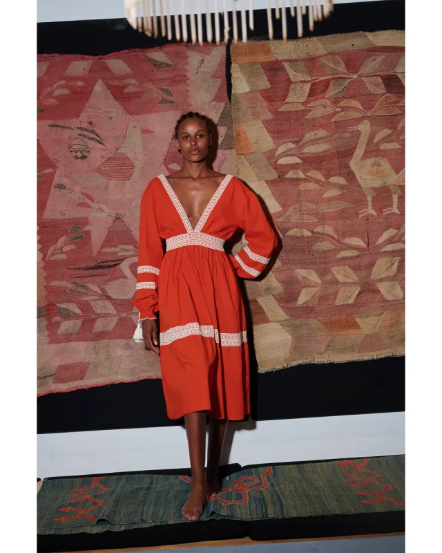 VOLTA MIDI DRESS | TANGERINE made by ESCVDO