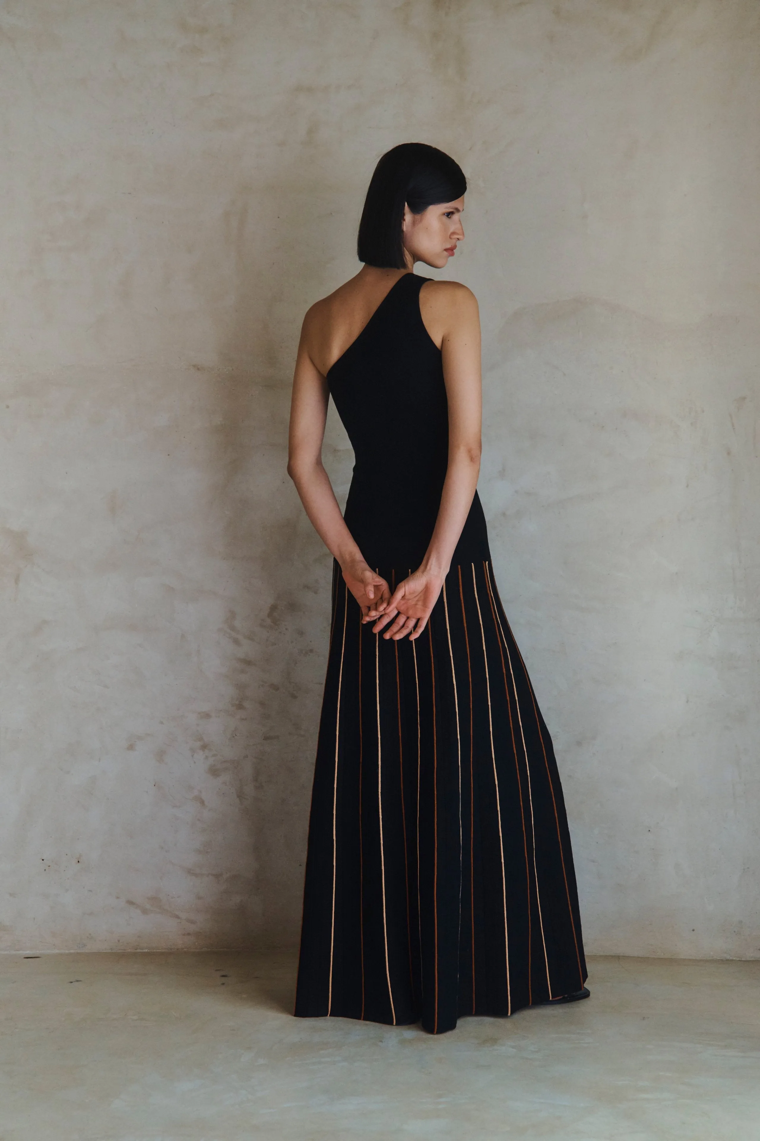 MANGLAR ONE SHOULDER MAXI DRESS | BLACK sold by ESCVDO product image thumbnail 3