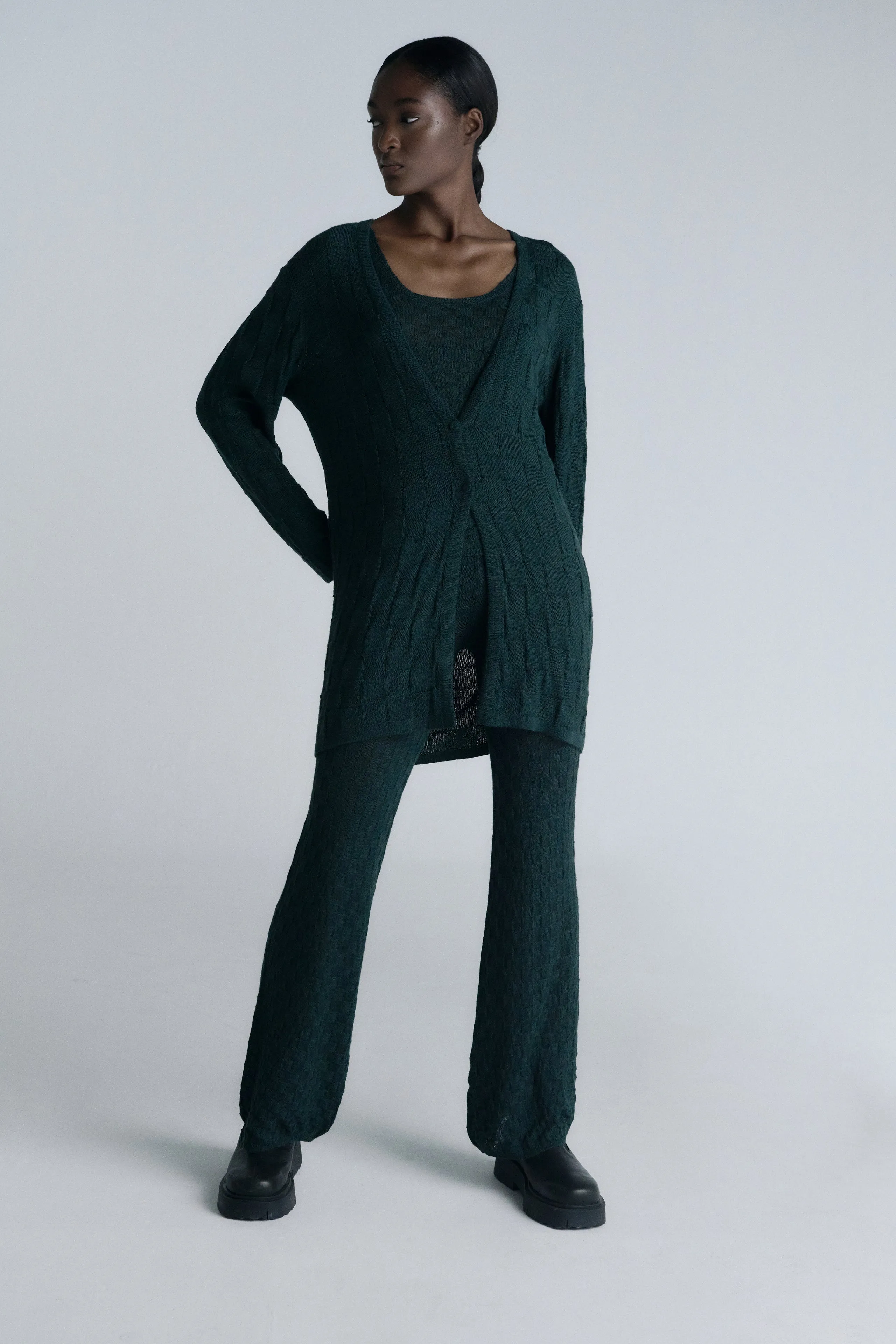 TAKI LIGHT KNIT CARDIGAN | GREEN sold by ESCVDO