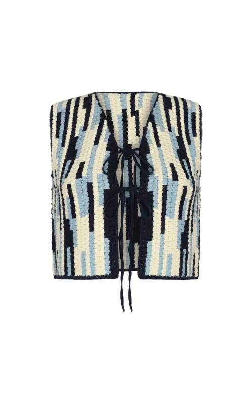 ANADARA CROCHET VEST | BLUE-IVORY sold by ESCVDO