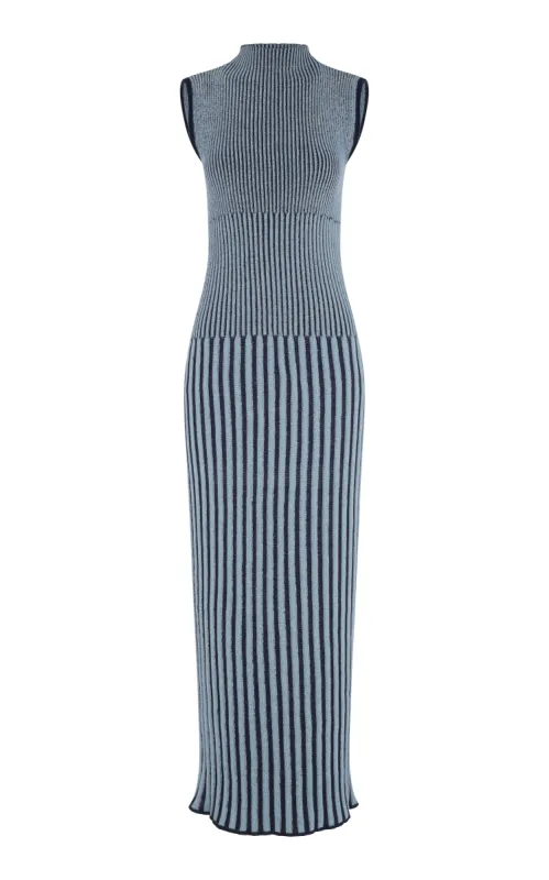 GOLFO MAXI DRESS | NAVY- LIGHT BLUE made by ESCVDO