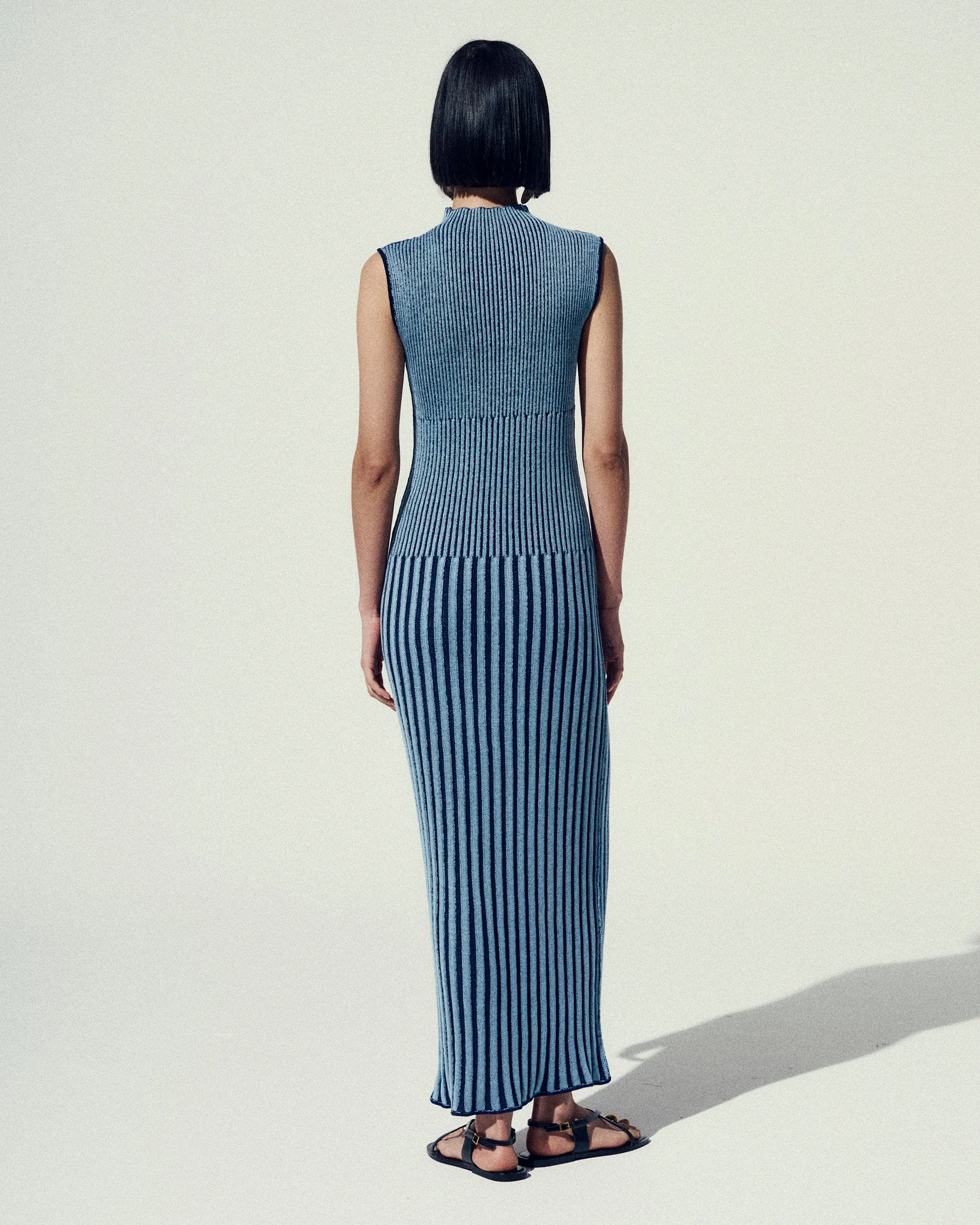 GOLFO MAXI DRESS | NAVY- LIGHT BLUE sold by ESCVDO product image thumbnail 4