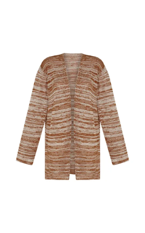 OFRENDA LIGHT CARDIGAN | TOBACCO-IVORY made by ESCVDO