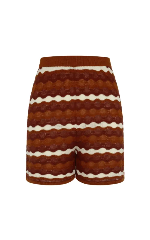MULLU KNIT SHORTS | TOBACCO-IVORY sold by ESCVDO