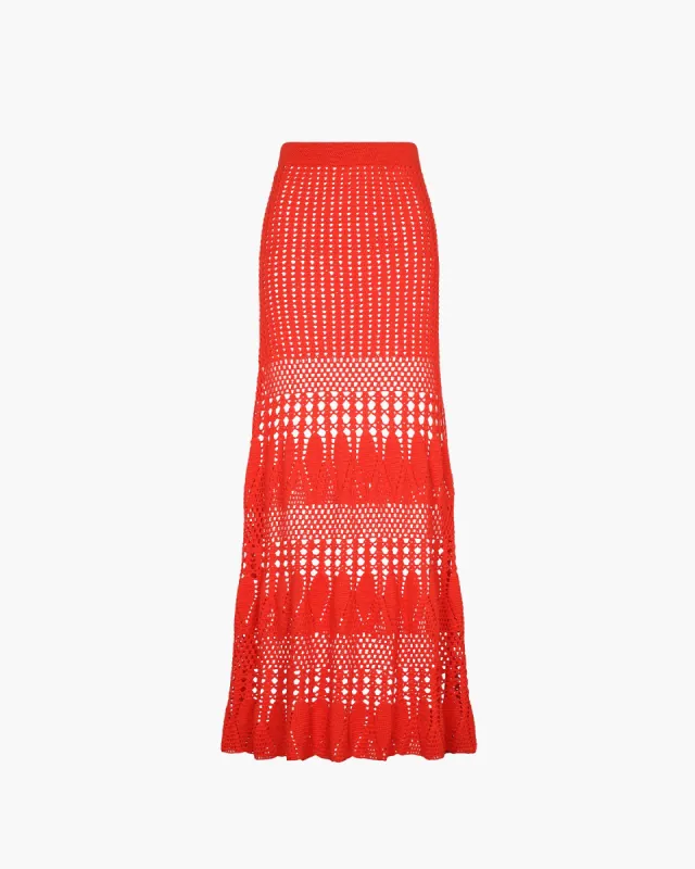 REFLEJO CROCHET MAXI SKIRT | TANGERINE sold by ESCVDO