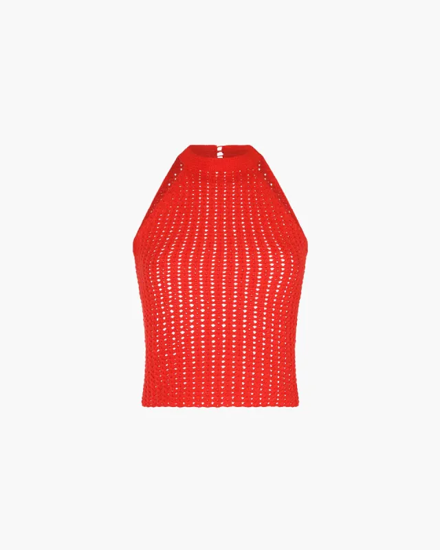 REFLEJO CROCHET HALTER TOP | TANGERINE sold by ESCVDO