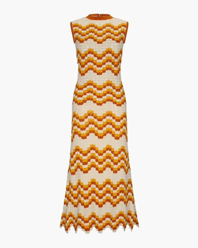 HUAYNA CROCHET MAXI DRESS | YELLOW - ORANGE sold by ESCVDO