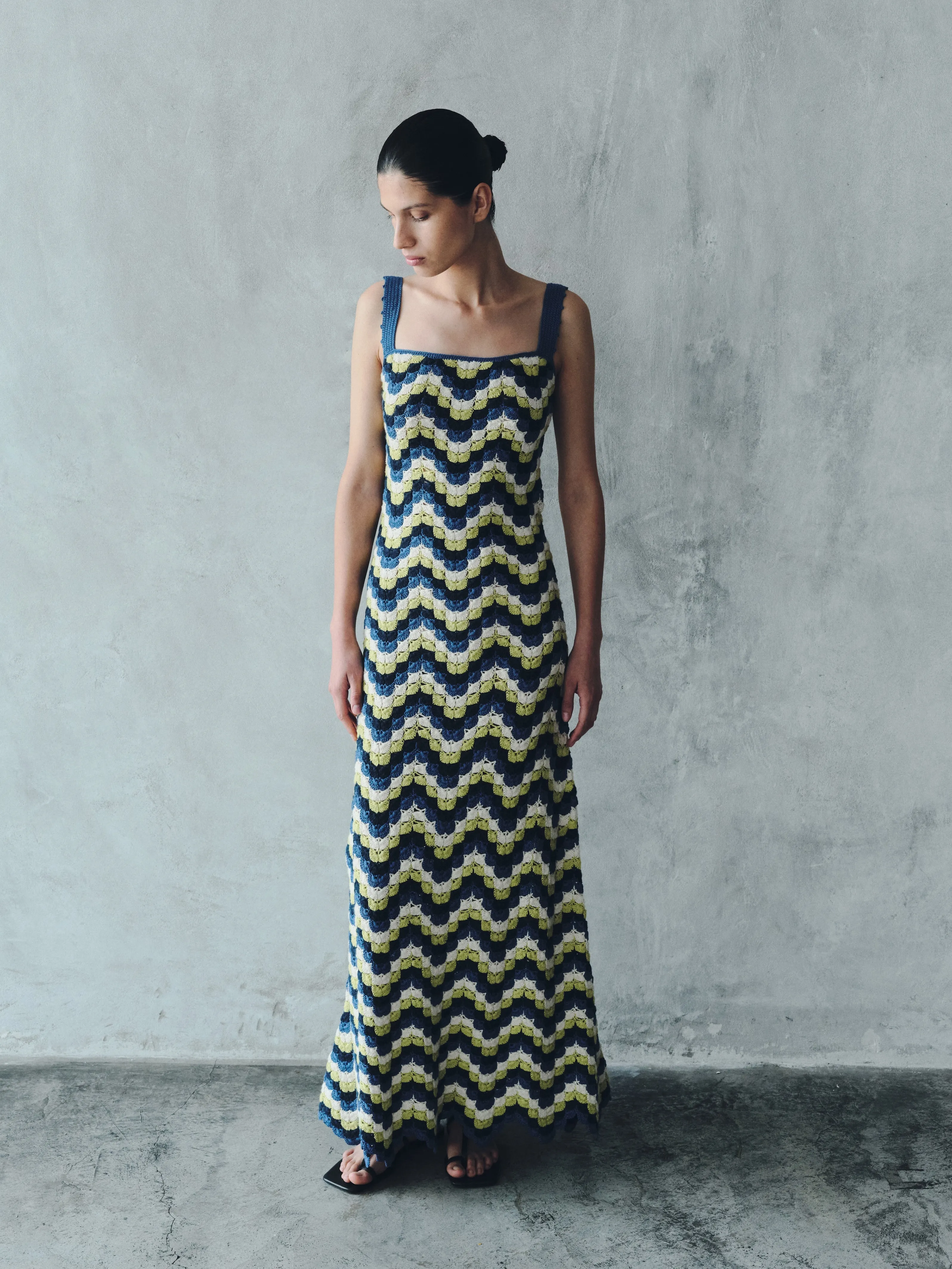 MAREA CROCHET MAXI DRESS | BLUES - LIME GREEN sold by ESCVDO product image thumbnail 2