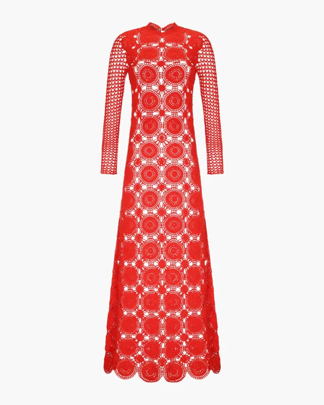 SIULA CROCHET MAXI DRESS | TANGERINE sold by ESCVDO