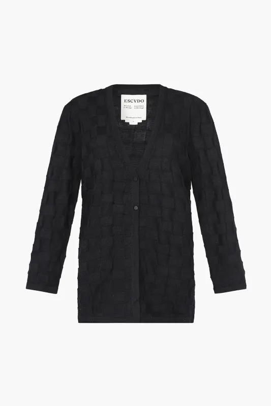 TAKI LIGHT KNIT CARDIGAN | BLACK sold by ESCVDO